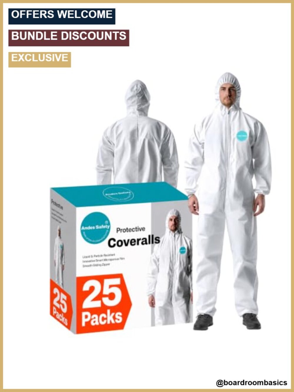 25 Pack Hazmat Suits Disposable Coveralls Paint Lab Protection